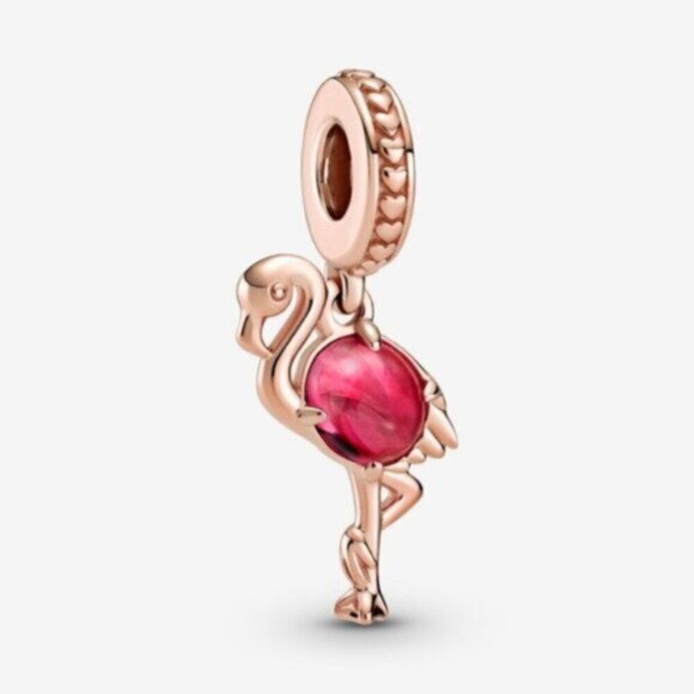 Pandora Orange Murano Glass Flamingo Charm